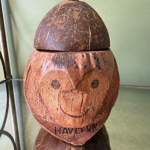 Coconut Shell Monkey Container